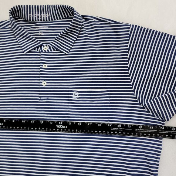 B Draddy Greg Polo 4-Way Stretch Pima Cotton Blend Sz XL Navy White Striped Mens - Picture 14 of 16